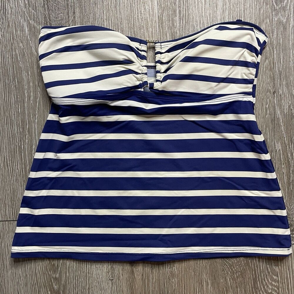 Ralph Lauren Women Tankini Striped Blue Pool Beach Summer Halter Strap Size 6